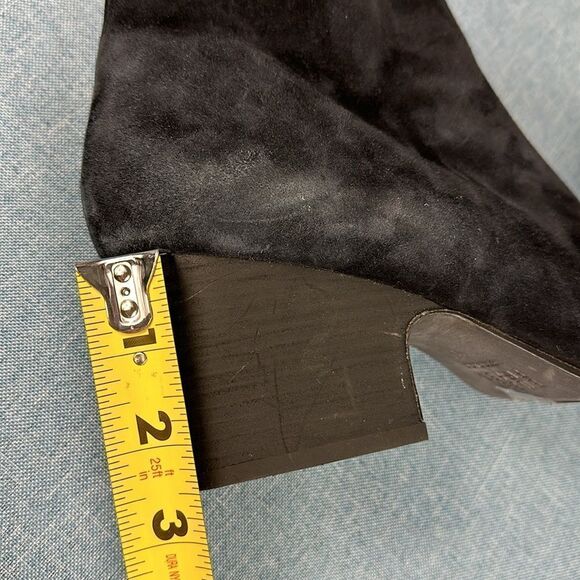 Eileen Fisher Almond Toe Block Heel Suede Bootie In Black Size 11 - Picture 9 of 10